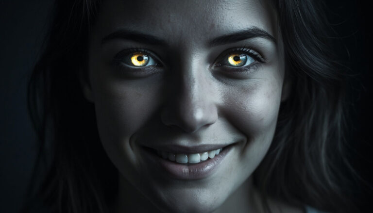 Улыбающееся лицо в полумраке