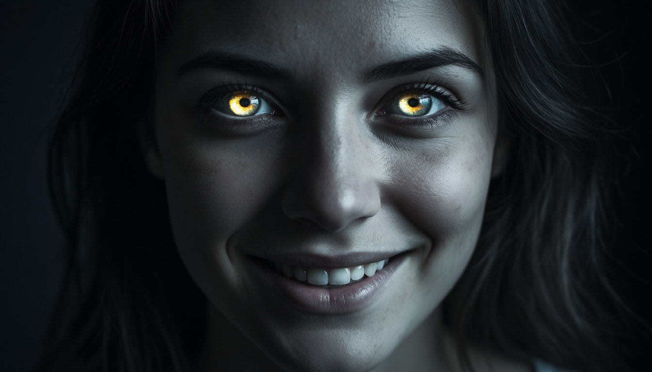 Улыбающееся лицо в полумраке