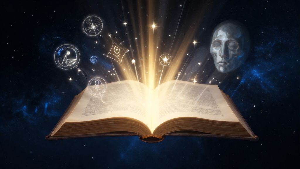 Таинственная книга во сне: посланник судьбы с звёздами и зеркало души.