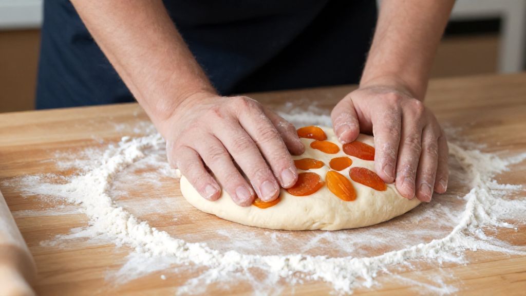 Домашнее тесто с кусочками кураги для выпечки