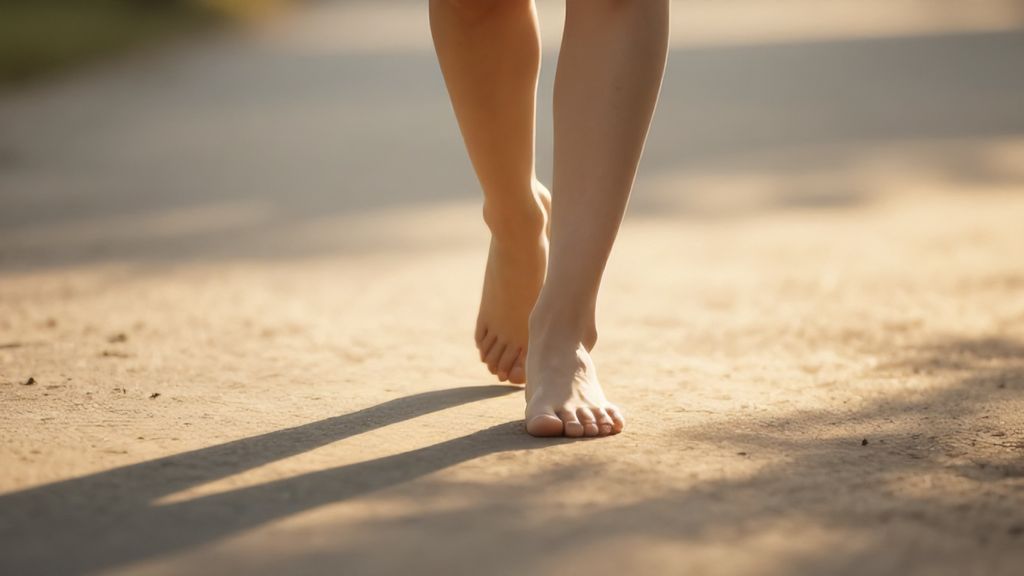 Символическое изображение ног, идущих из тени к свету