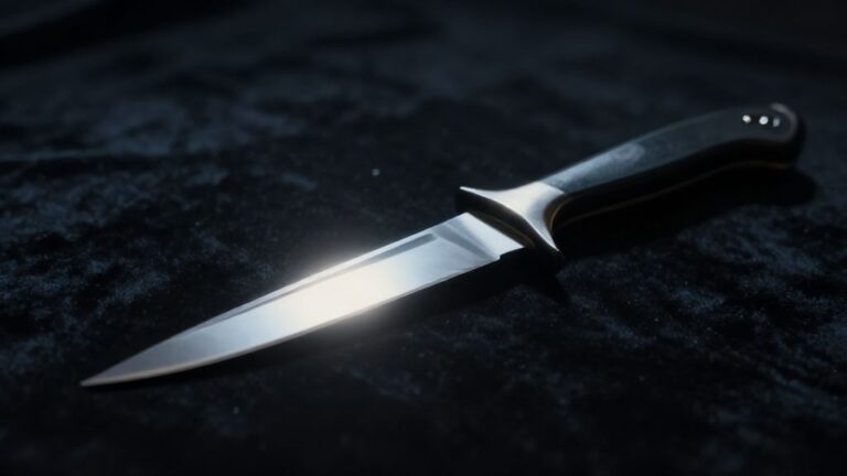 Острый стальной нож в лучах таинственного света
