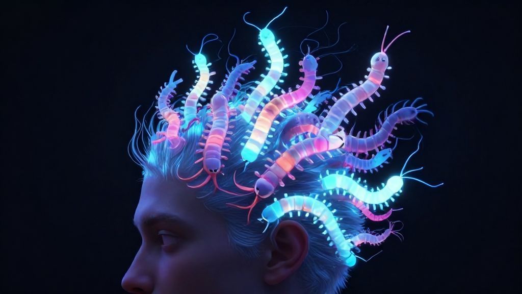 Сюрреалистичный образ многоножек как символ навязчивых мыслей