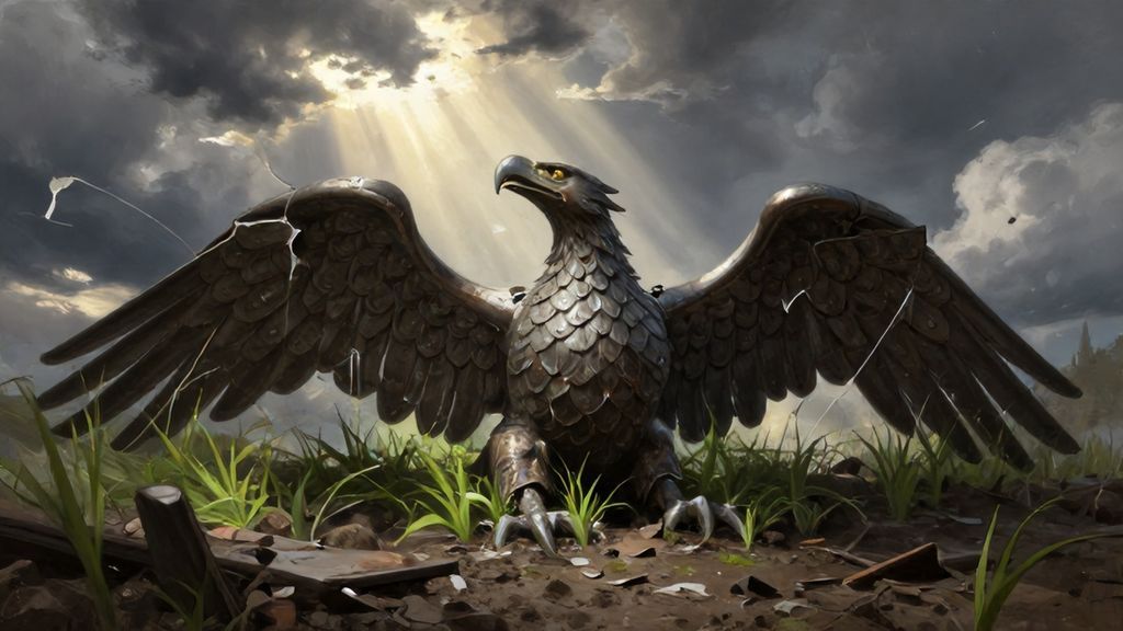 Разбитая статуя как символ победы над врагом