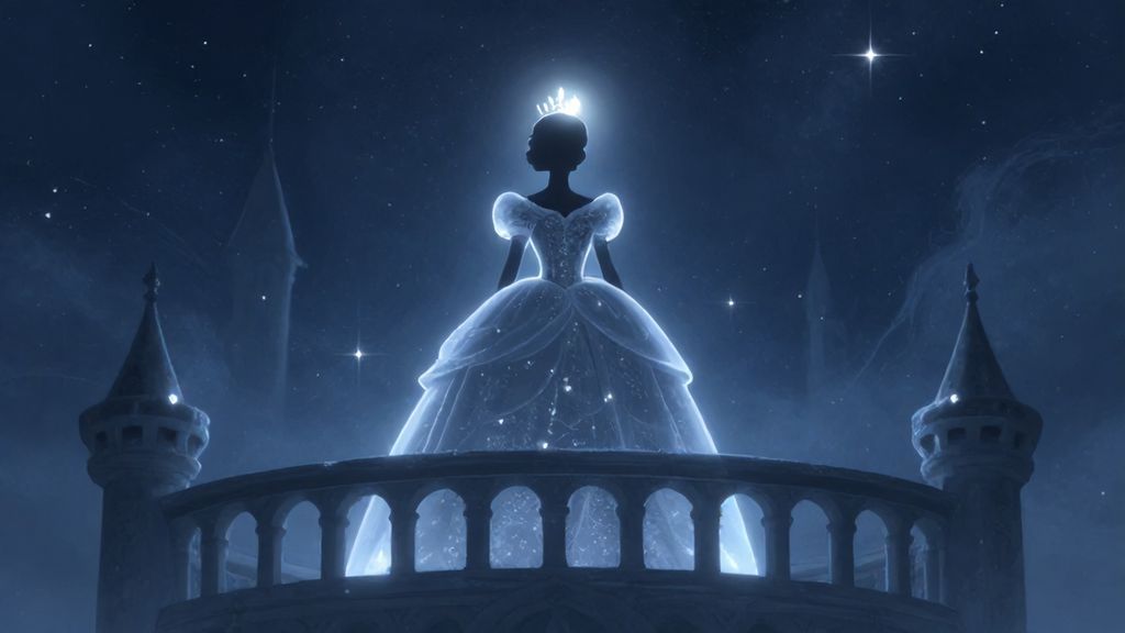 Сказочный образ принцессы в диадеме под луной