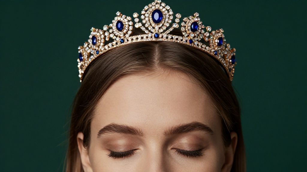 Золотая диадема с камнями на голове у женщины во сне