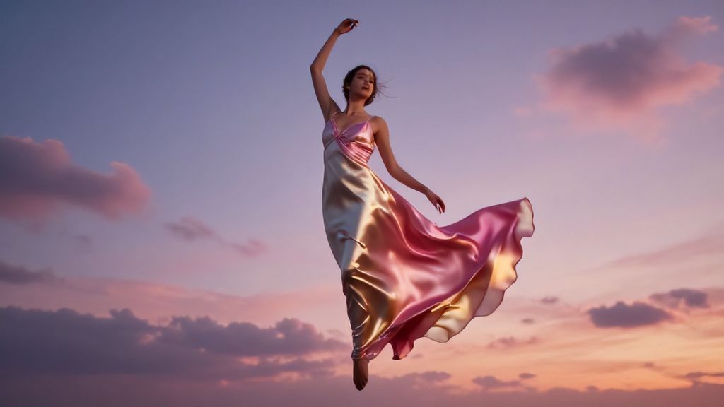 Мистическое переливающееся платье в небе