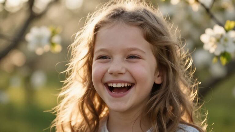 Портрет радостной смеющейся девочки в лучах солнца как символ счастливого предсказания во сне