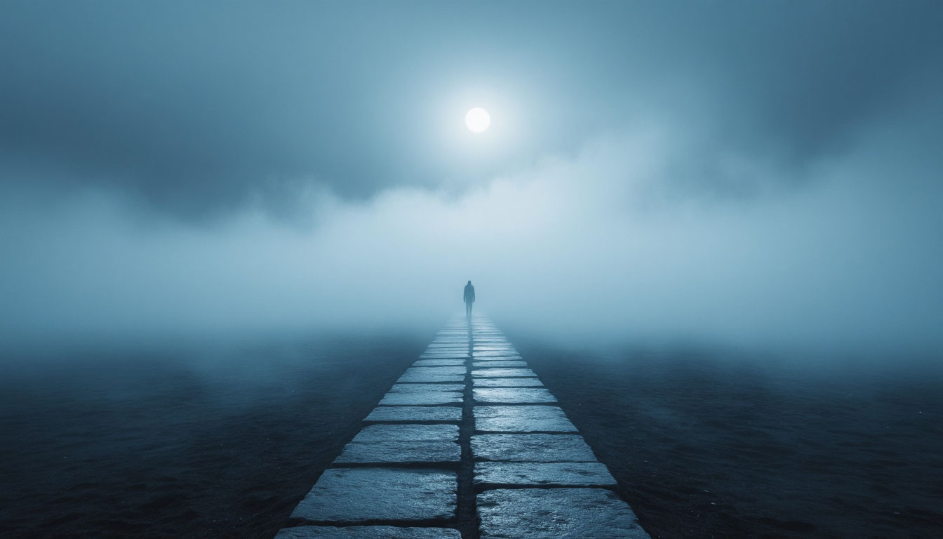 Мистический туман во сне на пустой дороге как символ неопределенности и поиска ответов в подсознании.