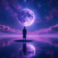 Мистический пейзаж со светящимся силуэтом, символизирующий глубокое толкование снов о покойниках и подсознательные послания.