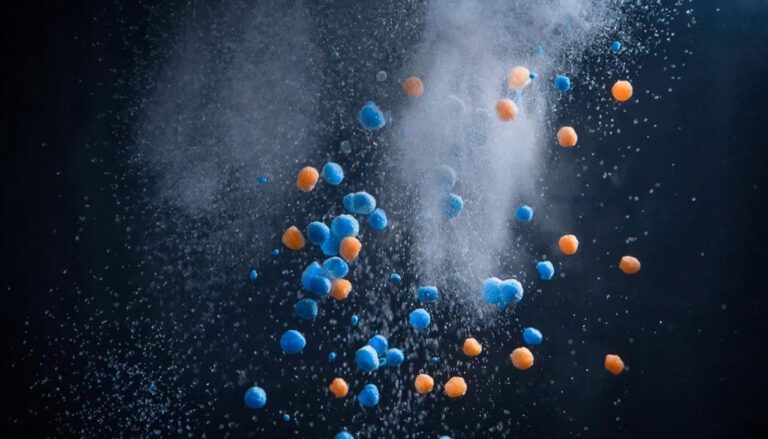 Макросъемка рассыпающегося стирального порошка