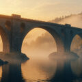 Величественный мост уходящий в туман как символ жизненного перехода